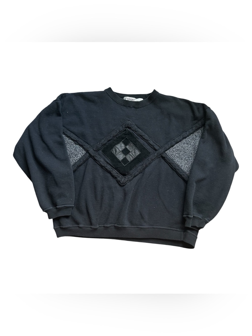 Vintage CC. Sport Unisex Short Sweatshirt with leather and sweater appliqué L